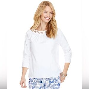 Vineyard Vines Womens 8 White Poplin Basket Weave Top Blouse Beach Prep‎